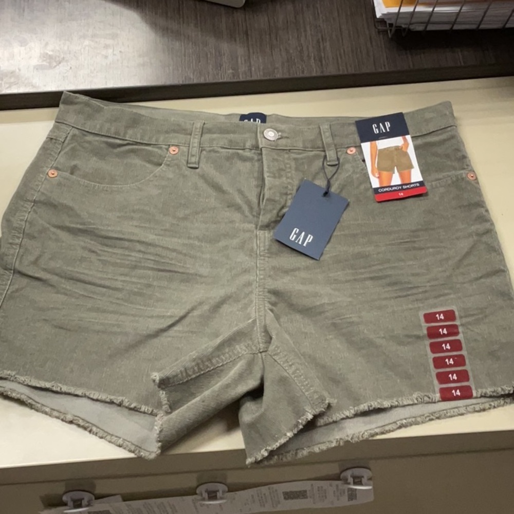 GAP Green Jean Shorts with Cuffed Hem